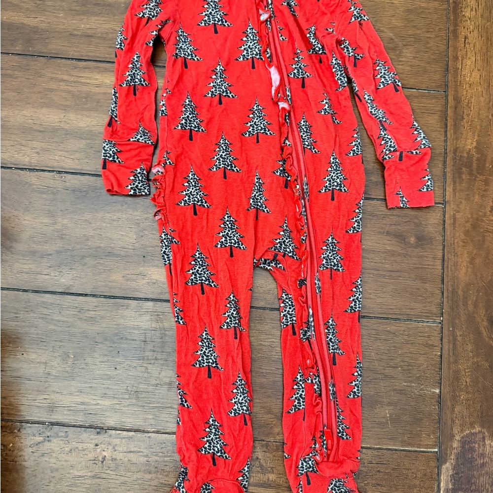 Posh Peanut Red and Leopard Print Onesie